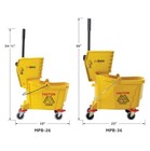 Commercial Mop Bucket 26 Quart Yellow Plastic On Wheels Side Press Wringer