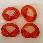 Vintage Dorothy Thorpe Pretzel Knot Red Acrylic Napkin Ring Holders Set 4 Mcm   
