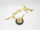 Vintage Jere Style Shiny Brass Modernist Birds In Flight Sculpture Marble Base