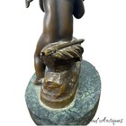 Antique French Victorian Bronze Parlor Statue  Sitting Cherub Putti Child