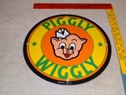 Vintage  piggly Wiggly Grocery Store  11 3 4  Porcelain Metal Pig  Gasoline Sign