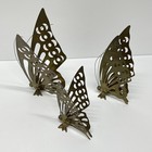 Vintage Mcm Brass Butterflies Set Of 3 Free Standing Or Hanging Wall Decor
