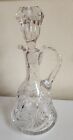 Vtg Cut Crystal Glass Decanter Ornate Pour Spout Handle Stopper Liquor Wine 