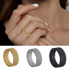 Women Men 8mm Wide Stainless Steel Rings Titanium Couple Rings Mesh Jewelry Gift