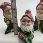 Vintage Ceramic Garden Gnomes Dwarfs Elves Shelf Sitters Set Of 3 Albertas Molds