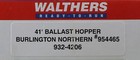 Ho Walthers 932-4206 41  Ballast Hopper Burlington Northern  954465 New