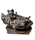 1936 K   O Co  Yorkshire Terrier Dogs Yorkies In Basket Signed Statue 5 X 5   