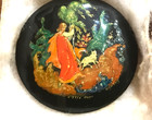 1960   s Rare Palekh  15254 Zhuravlev Iconography Lacquer 22k Gold Russian Brooch