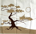 New Vintage 1970s Marushka Brown Tree On Hill Screen Print Wall Art Fabric Panel