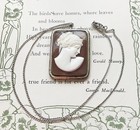 Antique 800 Silver With Hard Stone Cameo Pendant Drop On Sterling Chain