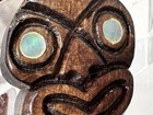 Vintage Carved Maori Moko Tiki Bolo Tie Abalone Eyes Rotorua New Zealand Brass