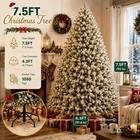  4 5-9ft Pre-lit Artificial Christmas Tree With Snowflake  Christmas Party Decor