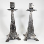 1906 Art Nouveau Candlesticks Silverplate  - Morning Glory -8 5  Meriden Candle