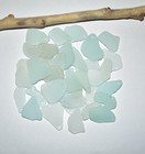 20 Genuine Sea Glass Beads 21   30mm Real Craft Drilled Beach Glass White Blue