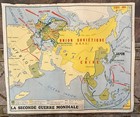 Vtg French Wwii History Map Poster Rossignol No 19 20 World War Ii Global 1960s