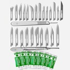 100 Sterile Surgical Blades With Free Scalpel Knife Handle Medical Dental Tools
