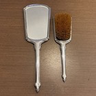 Vintage Webster Co Sterling Silver Vanity Set Mirror Brush Art Deco Pinstripe