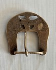 Vintage Sterling Silver Western Ranger Belt Buckle Longhorn Steer Turquoise Eyes
