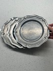 Set Of 4 Vintage Pewter Plates 7 5  Scalloped Rim Country French Colonial Decor