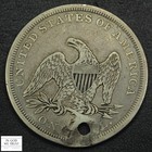 1841 No Motto Seated Liberty Silver Dollar  1 - Holed  low Mintage Date  