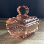 Vtg Art Deco Pink Depression Covered Vanity Dresser Powder Jar Or Trinket Dish 