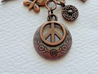 Boho Peace Feathers Butterfly Love Charm Key Chain Purse Clip Backpack Fob