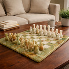 Green Onyx Marble Chess Set With White Pieces Handmade Luxury Gift For Him