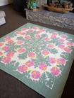 Handmade Sewn Quilt Hawaiian Hibiscus Applique 80x80 Pink Green Wall Hanging 