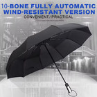 Large Automatic Black Umbrella Anti Rain Windproof Out Folding Compact Umbrella