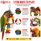 Bonka Bird Toys 1092 Jumble Chew Wood Cotton Tug Pull Colorful Parrot Cage Toy