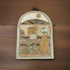 Maria Geurten Handmade Studio Pottery Hanging display Tile Landscape England Vtg