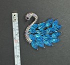 Blue Swan Brooch Pin - Rhinestones Vintage Style