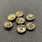 7 Vintage Antique Fancy Brass Metal Picture Buttons Old