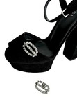 Vintage French Crystal Shoe Clips Buckles Slide On Dress Rhinestone Art Deco