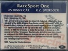  vrhtf Nhra Cool Vtg  kc Spurlock Fruit Of The Loom Funny Car Action Packed Card