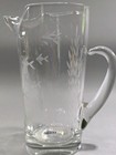 Vintage Mcm Etched 9    Clear Glass Martini Cocktail Pitcher