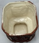 Vintage Chinese Cinnabar Style Red Carved Floral Ceramic Brush Pot Planter 5   