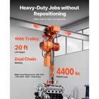 4400lb Electric Chain Hoist 20ft Lift Dual Speed With Trolley