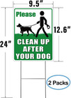 No Pooping Dog Yard Sign 2 Pack Clean Up After Dog Sign With Stakes