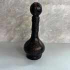 Vintage Italian Leather Wrapped Glass Liquor Decanter Bottle 10    Made In Italy