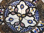 Moroccan Fez Safi Hand-painted Glazed Plate Bowl Metal Overla  Nice 