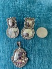 Beautiful 925 Sterling Silver Set Of Pierced Earrings With Matching Pendant