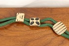 Lot Of 6 - Vintage Nos Gold Tone Bolo Tie Designs On Green Cord With Bullet Tips