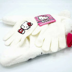 Hello Kitty Little Girls Plush Winter Hat And Gloves Set  Warm Beanie With Bow