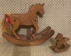 2 Rocking Horses Wooden Toys Moving Legs Clacking Sound Pony Nursery Folk Art
