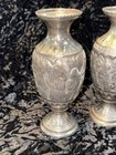 Pair Antique  875 Solid Silver Persian Islamic Middle Eastern Repousse Vases