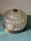 Vintage Architectural Salvage Bubbleglass hobnail   Brass Ceiling Light   