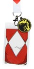 Power Rangers Red Ranger Id Lanyard Badge Holder W Tyrannosaurus Rubber Pendant