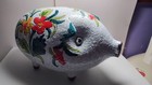 Mcm 1960s Ceramic Bright Floral Piggy Bank Frantelli Fanciullaci Large 12  Italy