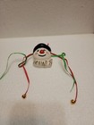 Snowman Mask Face Christmas Ornament 2 1 2  Vintage Ribbons Ceramic 
